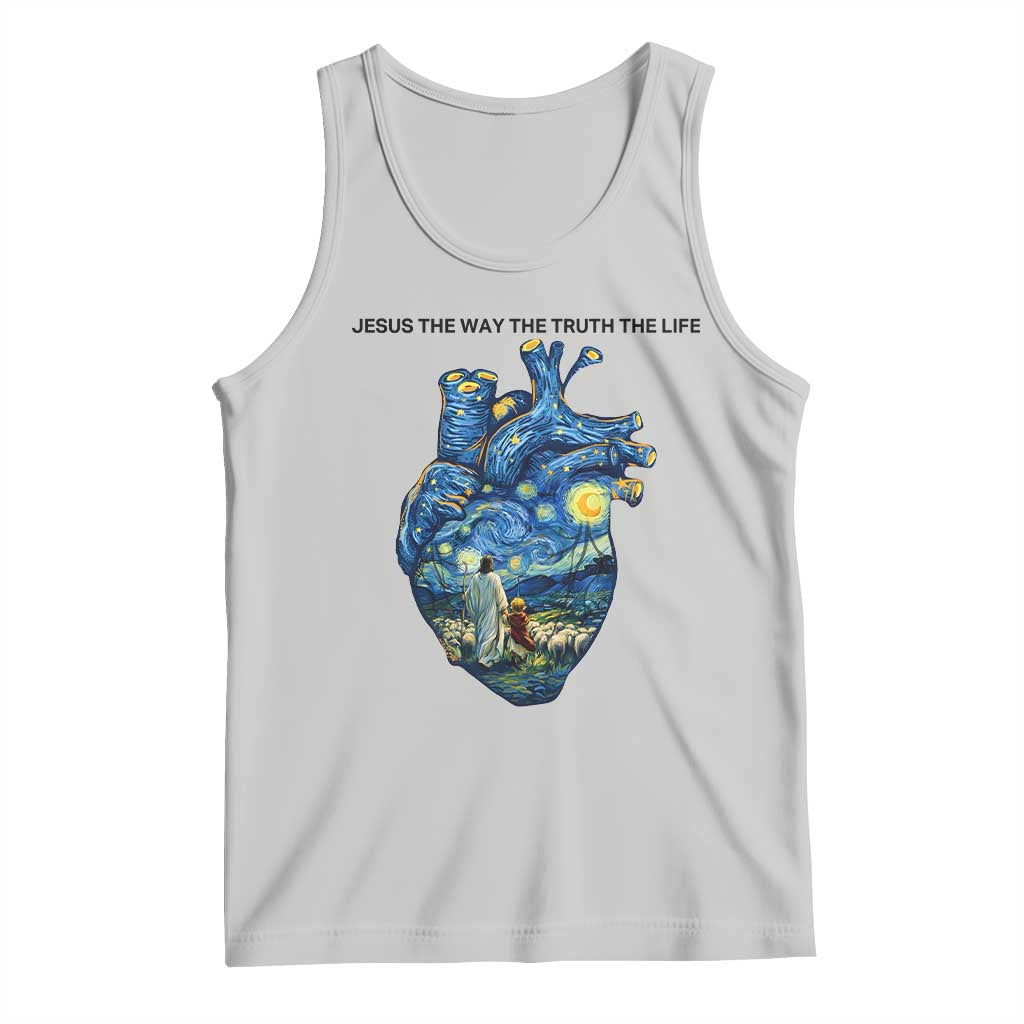 Jesus Christian Starry Night Tank Top The Way The Truth The Life TS14 Ash Print Your Wear