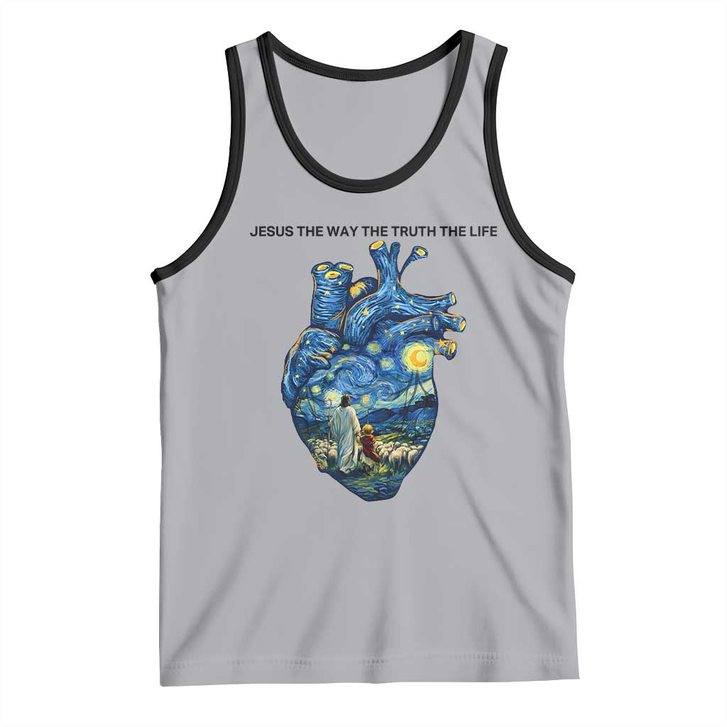 Jesus Christian Starry Night Tank Top The Way The Truth The Life TS14 Athletic Heather Black Print Your Wear