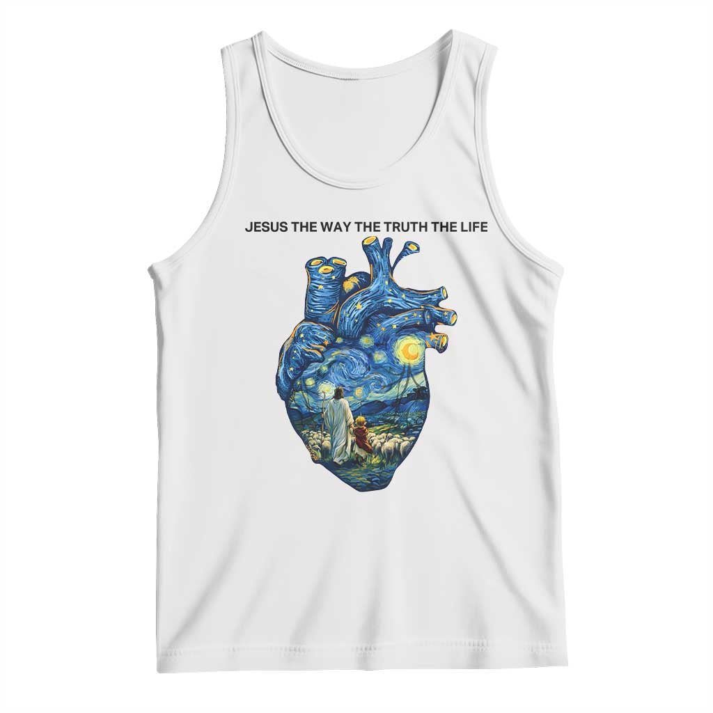Jesus Christian Starry Night Tank Top The Way The Truth The Life TS14 White Print Your Wear
