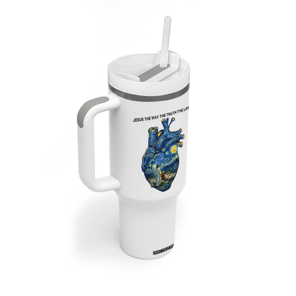 Jesus Christian Starry Night Tumbler With Handle The Way The Truth The Life TS14 Print Your Wear