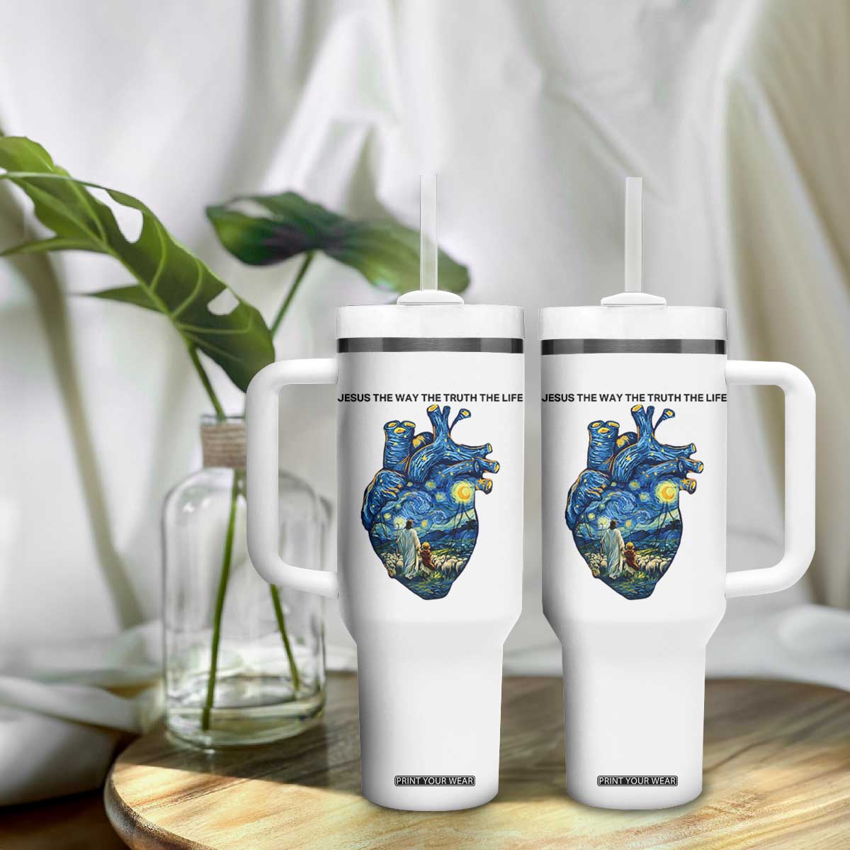 Jesus Christian Starry Night Tumbler With Handle The Way The Truth The Life TS14 Print Your Wear