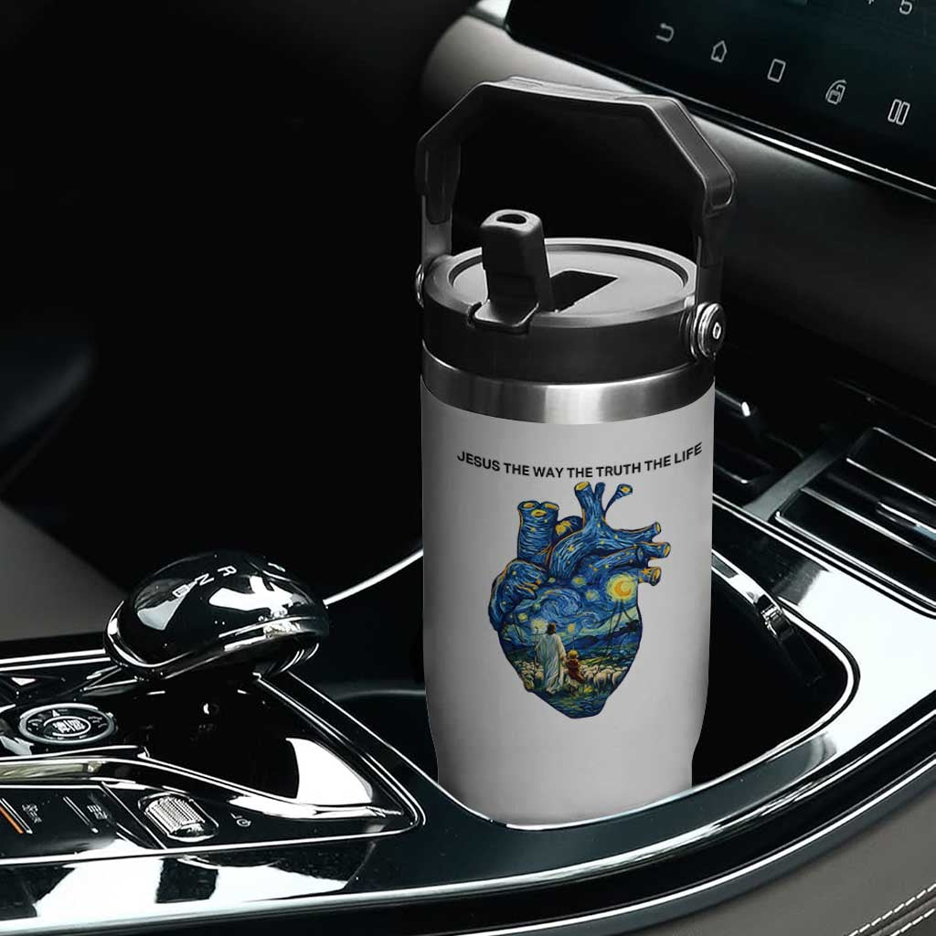 Jesus Christian Starry Night Flip Straw Tumbler The Way The Truth The Life TS14 Print Your Wear