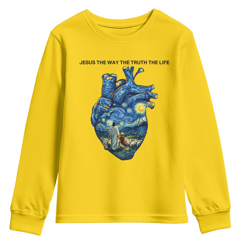 Jesus Christian Starry Night Youth Sweatshirt The Way The Truth The Life TS14 Daisy Print Your Wear