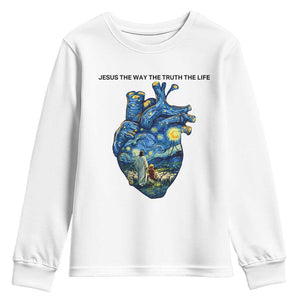 Jesus Christian Starry Night Youth Sweatshirt The Way The Truth The Life TS14 White Print Your Wear
