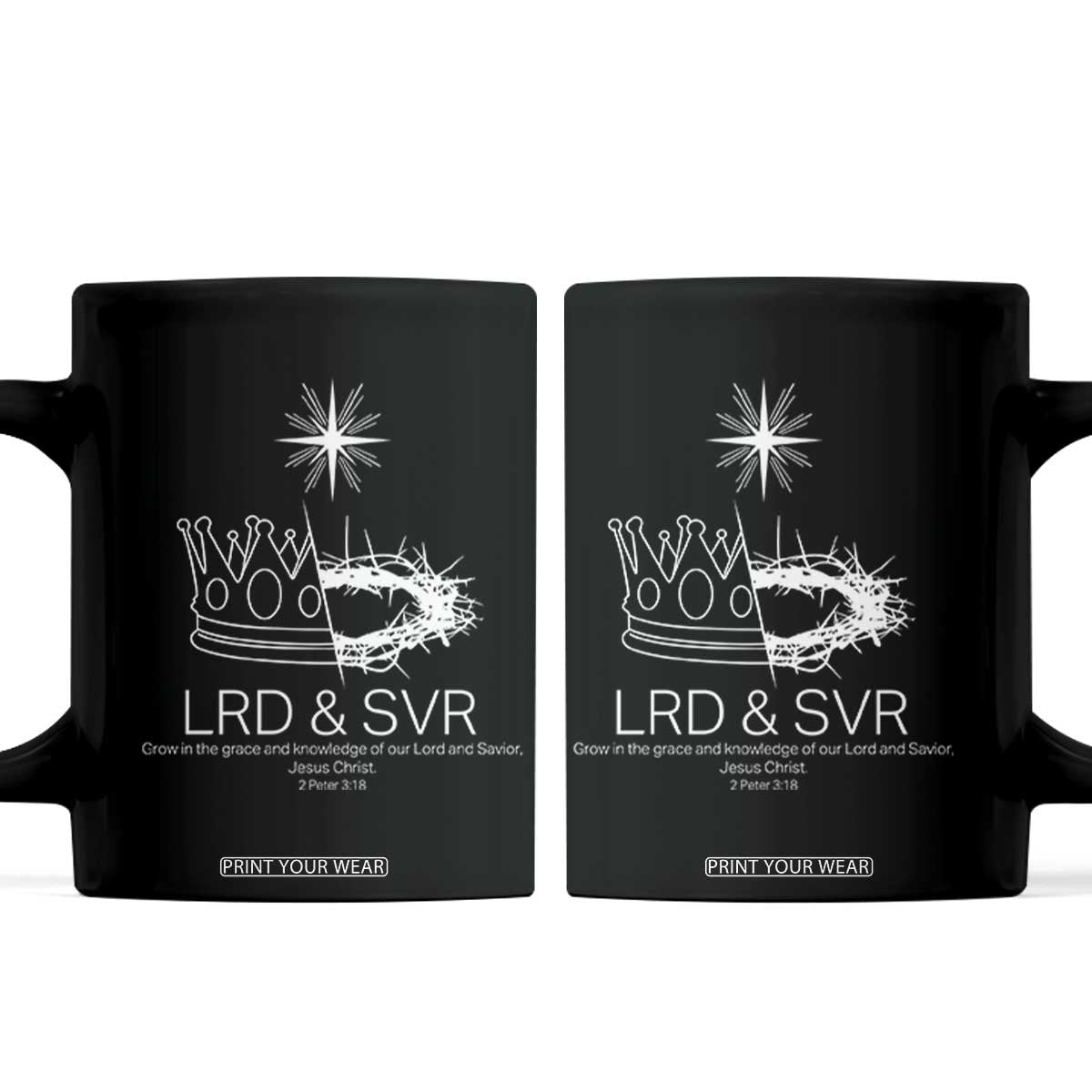 Jesus Christian Coffee Mug Crown Thorn Monochrome LRD SVR Symbolic Religious TS14 Black Print Your Wear