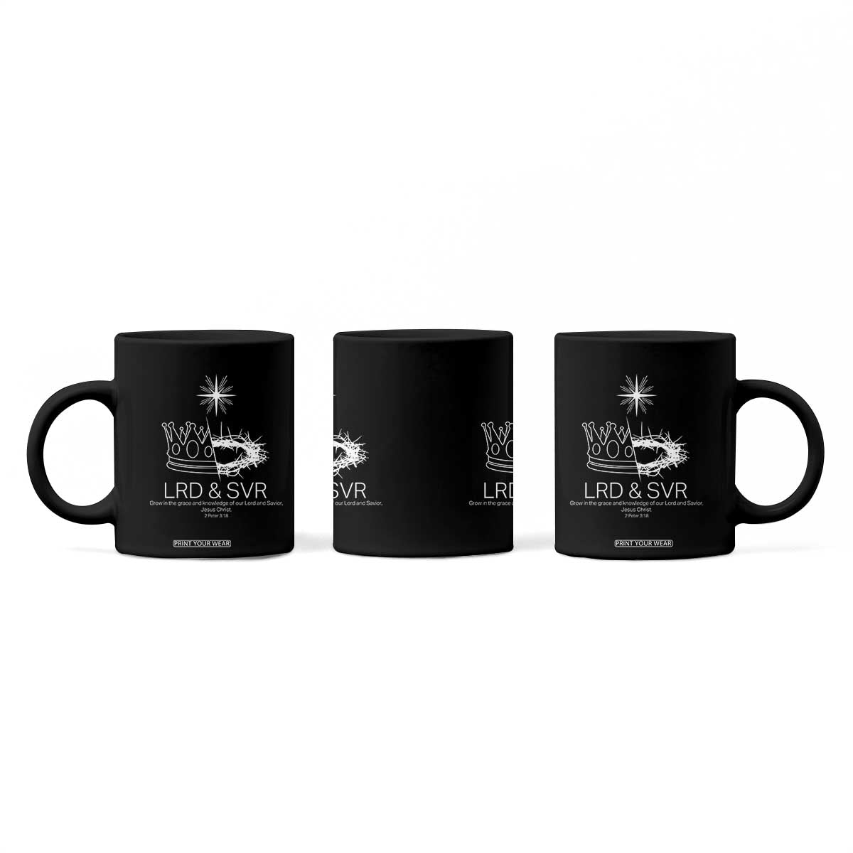 Jesus Christian Coffee Mug Crown Thorn Monochrome LRD SVR Symbolic Religious TS14 Print Your Wear