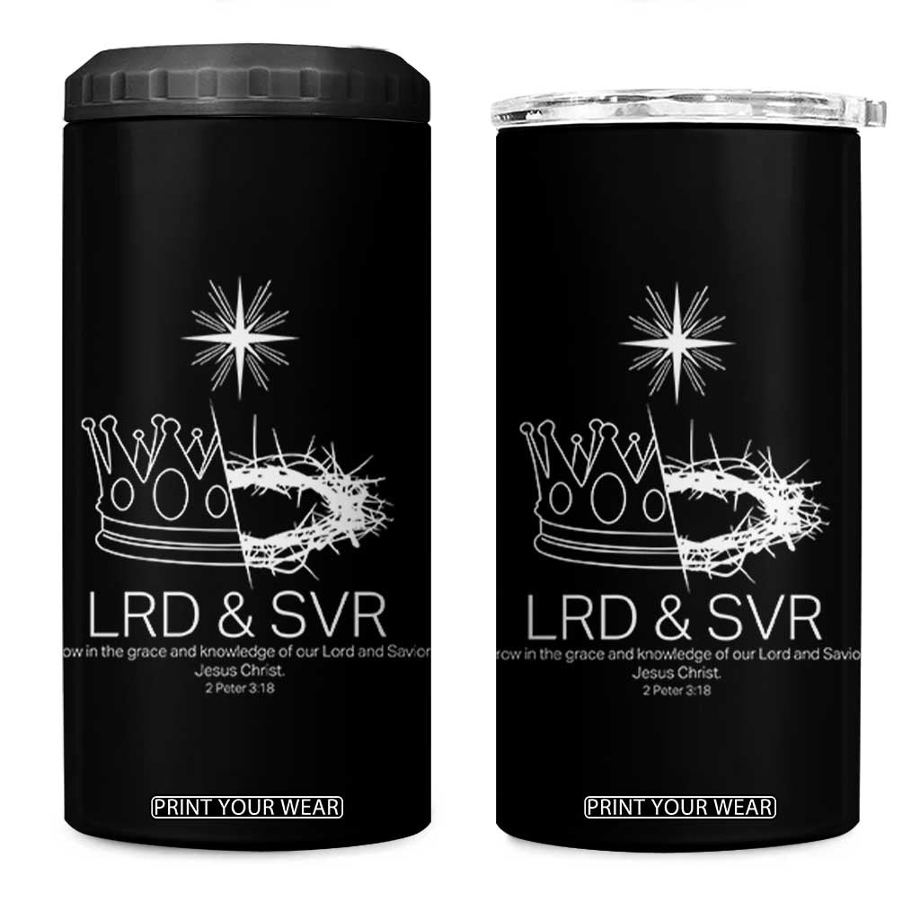 Jesus Christian 4 in 1 Can Cooler Tumbler Crown Thorn Monochrome LRD SVR Symbolic Religious TS14 One Size: 16 oz Black Print Your Wear