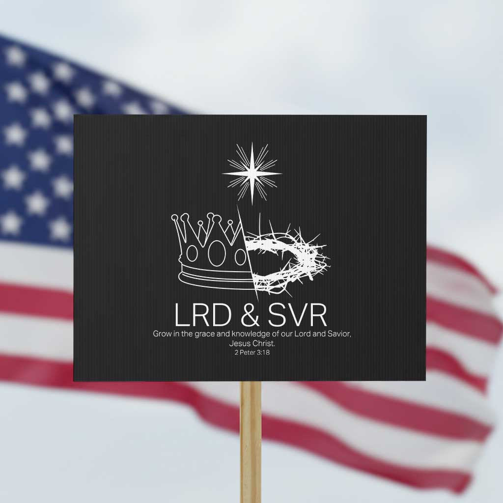 Jesus Christian Protest Sign Crown Thorn Monochrome LRD SVR Symbolic Religious TS14 Horizontal 18" × 24" Black Print Your Wear