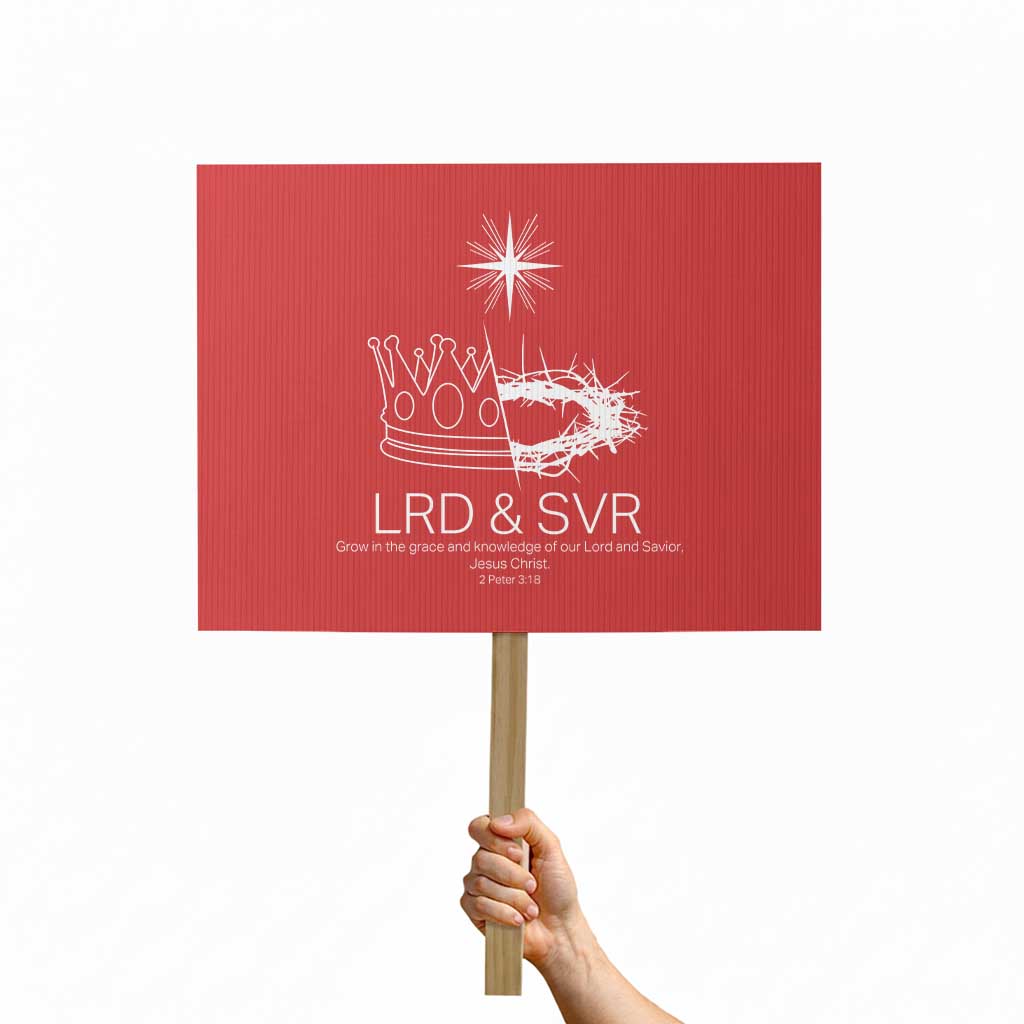 Jesus Christian Protest Sign Crown Thorn Monochrome LRD SVR Symbolic Religious TS14 Horizontal 18" × 24" Red Print Your Wear