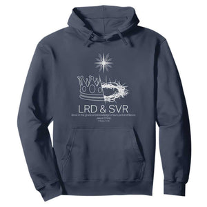Jesus Christian Hoodie Crown Thorn Monochrome LRD SVR Symbolic Religious TS14 Navy Print Your Wear