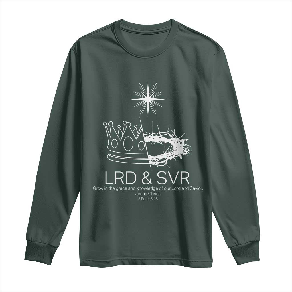 Jesus Christian Long Sleeve Shirt Crown Thorn Monochrome LRD SVR Symbolic Religious TS14 Dark Forest Green Print Your Wear
