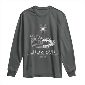 Jesus Christian Long Sleeve Shirt Crown Thorn Monochrome LRD SVR Symbolic Religious TS14 Dark Heather Print Your Wear