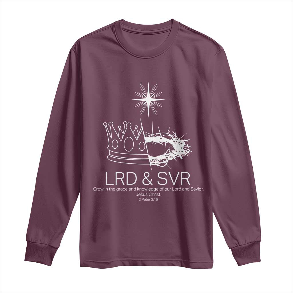 Jesus Christian Long Sleeve Shirt Crown Thorn Monochrome LRD SVR Symbolic Religious TS14 Maroon Print Your Wear
