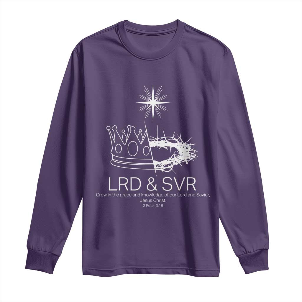 Jesus Christian Long Sleeve Shirt Crown Thorn Monochrome LRD SVR Symbolic Religious TS14 Purple Print Your Wear