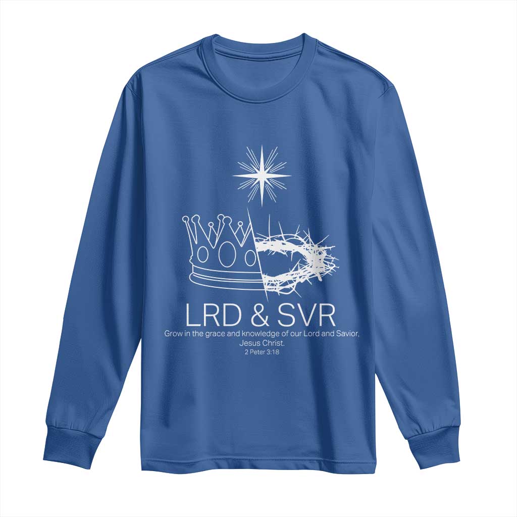 Jesus Christian Long Sleeve Shirt Crown Thorn Monochrome LRD SVR Symbolic Religious TS14 Royal Blue Print Your Wear
