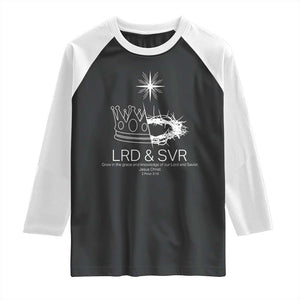 Jesus Christian Raglan Shirt Crown Thorn Monochrome LRD SVR Symbolic Religious TS14 Black White Print Your Wear