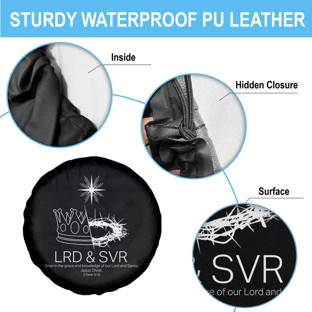 Jesus Christian Spare Tire Cover Crown Thorn Monochrome LRD SVR Symbolic Religious TS14 Print Your Wear