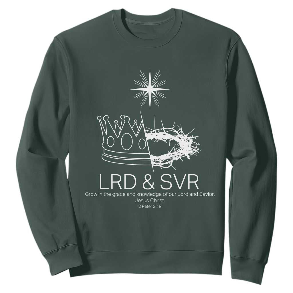 Jesus Christian Sweatshirt Crown Thorn Monochrome LRD SVR Symbolic Religious TS14 Dark Forest Green Print Your Wear
