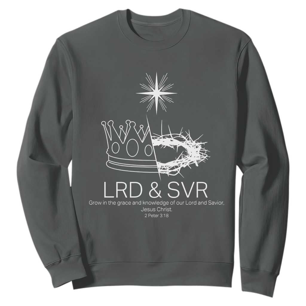 Jesus Christian Sweatshirt Crown Thorn Monochrome LRD SVR Symbolic Religious TS14 Dark Heather Print Your Wear
