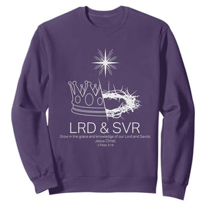 Jesus Christian Sweatshirt Crown Thorn Monochrome LRD SVR Symbolic Religious TS14 Purple Print Your Wear