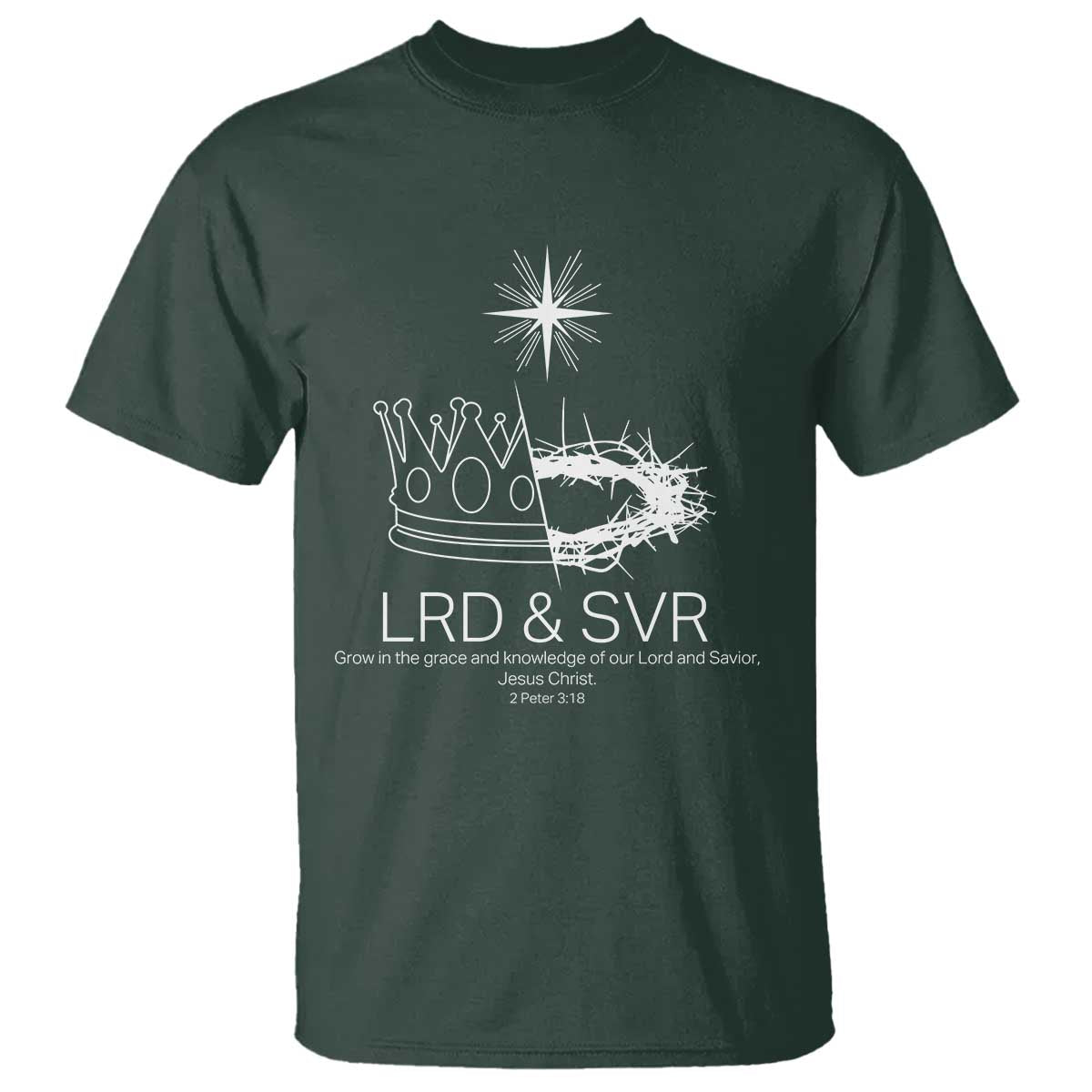 Jesus Christian T Shirt Crown Thorn Monochrome LRD SVR Symbolic Religious TS14 Dark Forest Green Print Your Wear