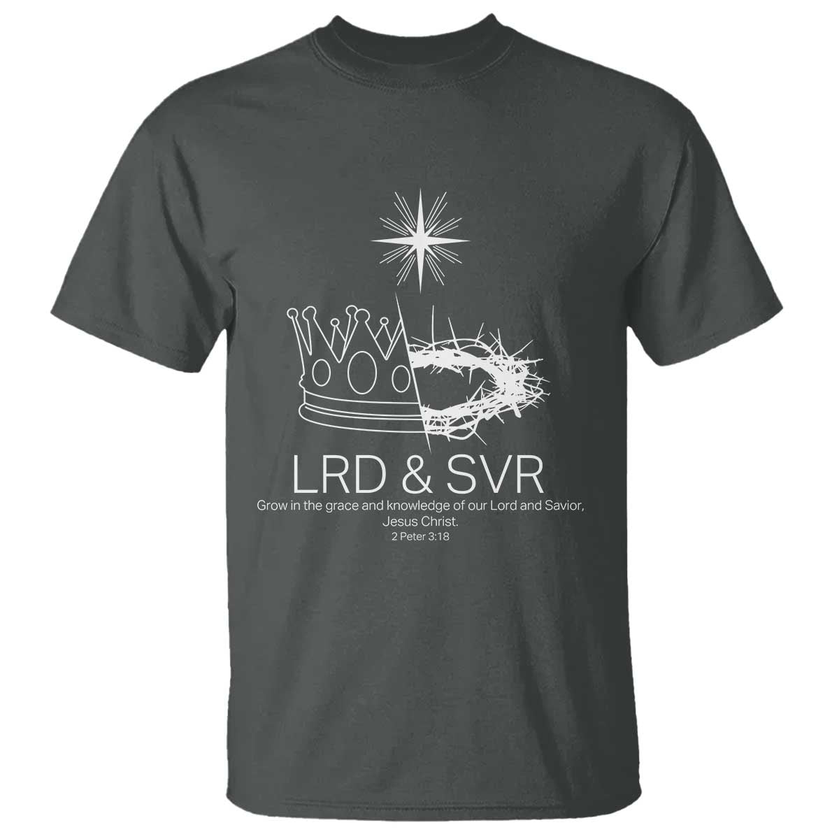 Jesus Christian T Shirt Crown Thorn Monochrome LRD SVR Symbolic Religious TS14 Dark Heather Print Your Wear