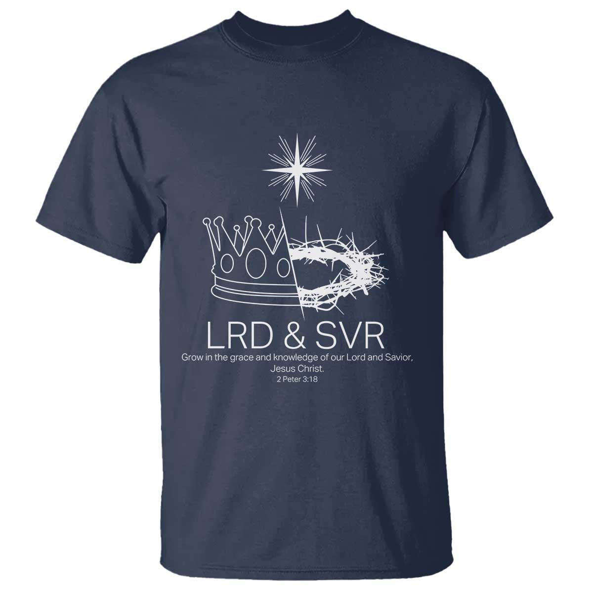Jesus Christian T Shirt Crown Thorn Monochrome LRD SVR Symbolic Religious TS14 Navy Print Your Wear
