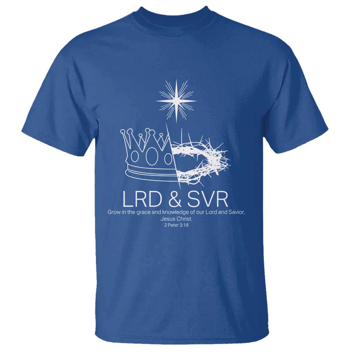 Jesus Christian T Shirt Crown Thorn Monochrome LRD SVR Symbolic Religious TS14 Royal Blue Print Your Wear