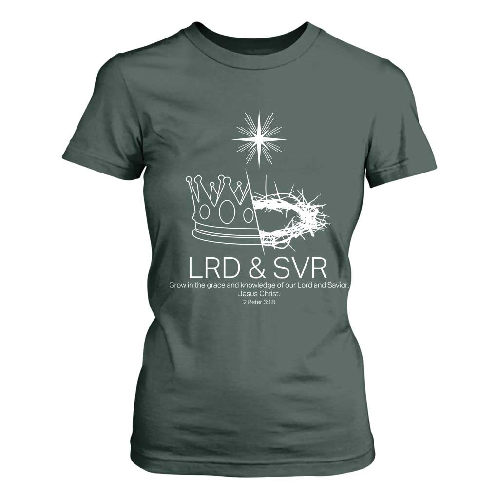 Jesus Christian T Shirt For Women Crown Thorn Monochrome LRD SVR Symbolic Religious TS14 Dark Forest Green Print Your Wear