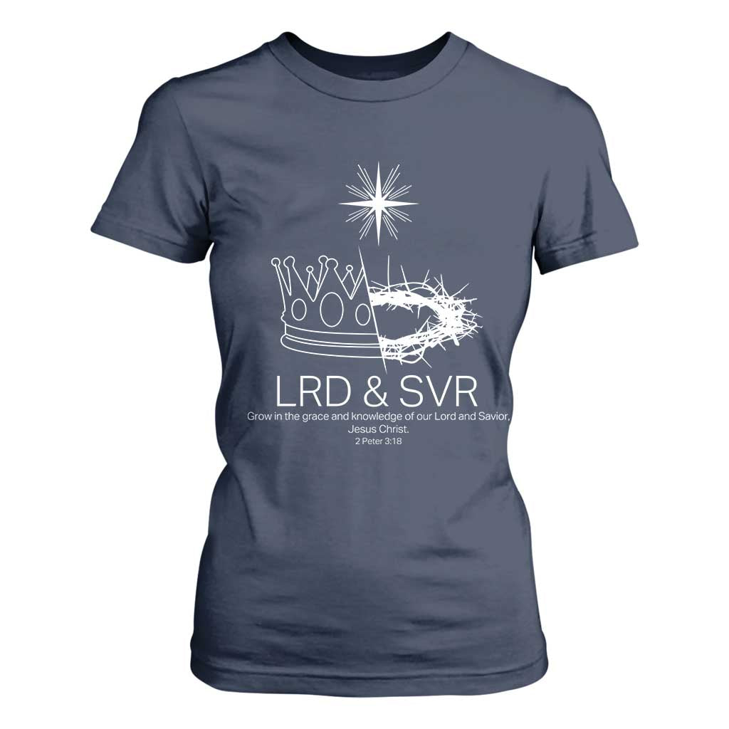 Jesus Christian T Shirt For Women Crown Thorn Monochrome LRD SVR Symbolic Religious TS14 Navy Print Your Wear