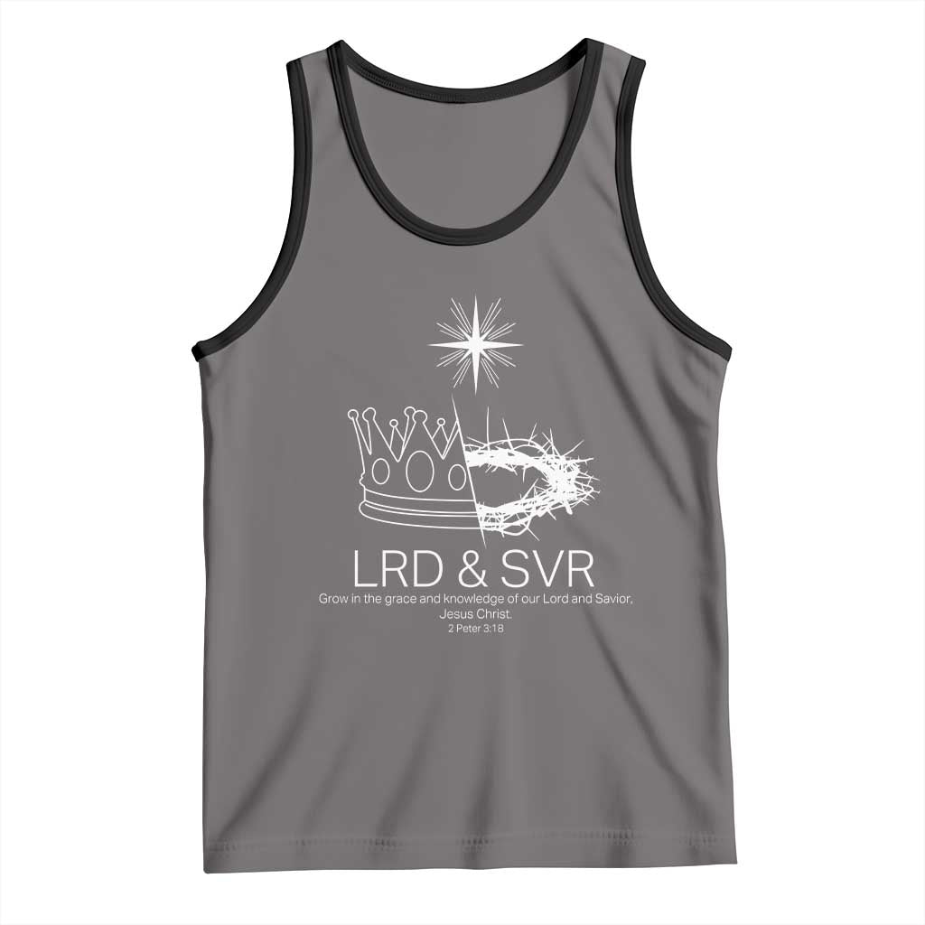 Jesus Christian Tank Top Crown Thorn Monochrome LRD SVR Symbolic Religious TS14 Deep Heather Black Print Your Wear