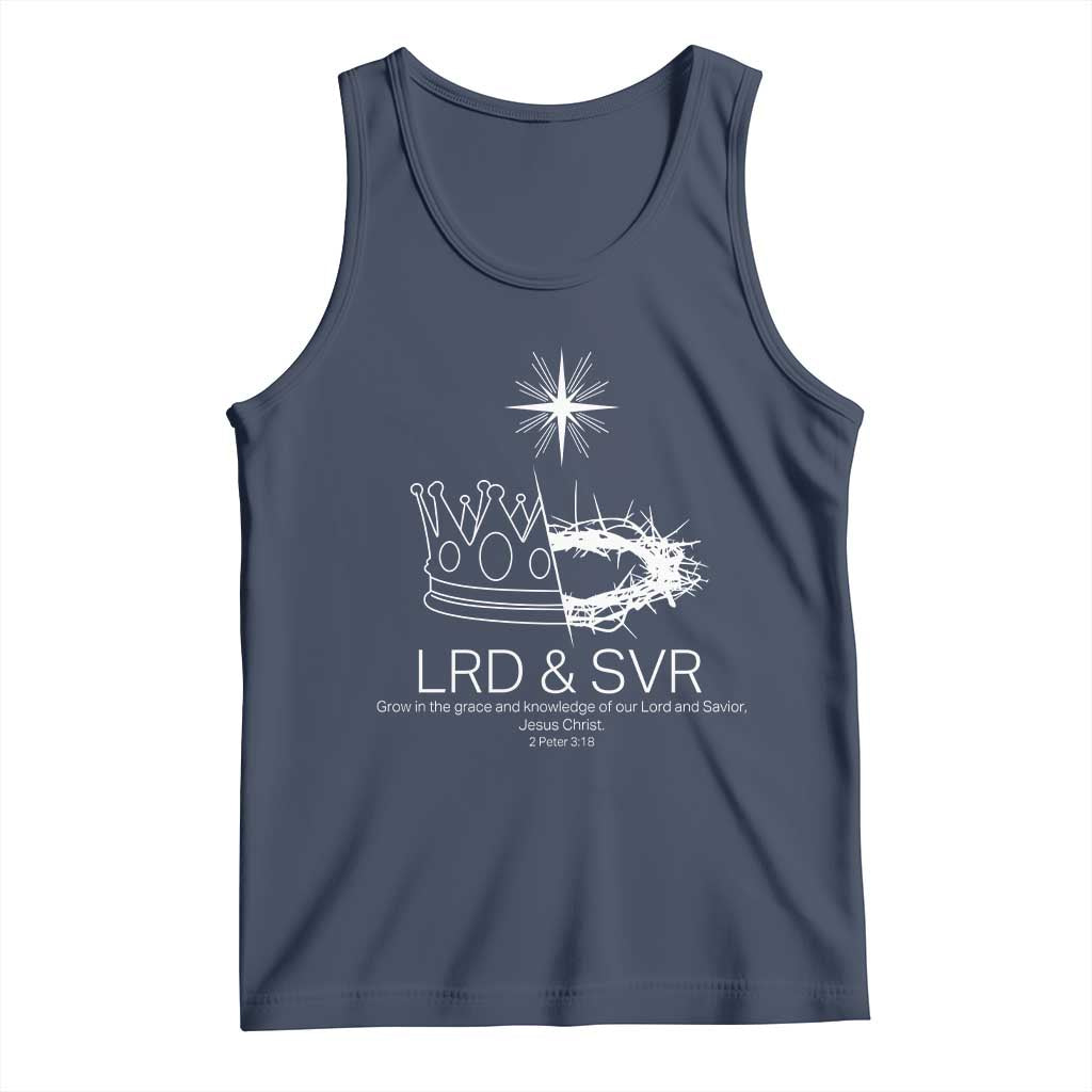 Jesus Christian Tank Top Crown Thorn Monochrome LRD SVR Symbolic Religious TS14 Navy Print Your Wear