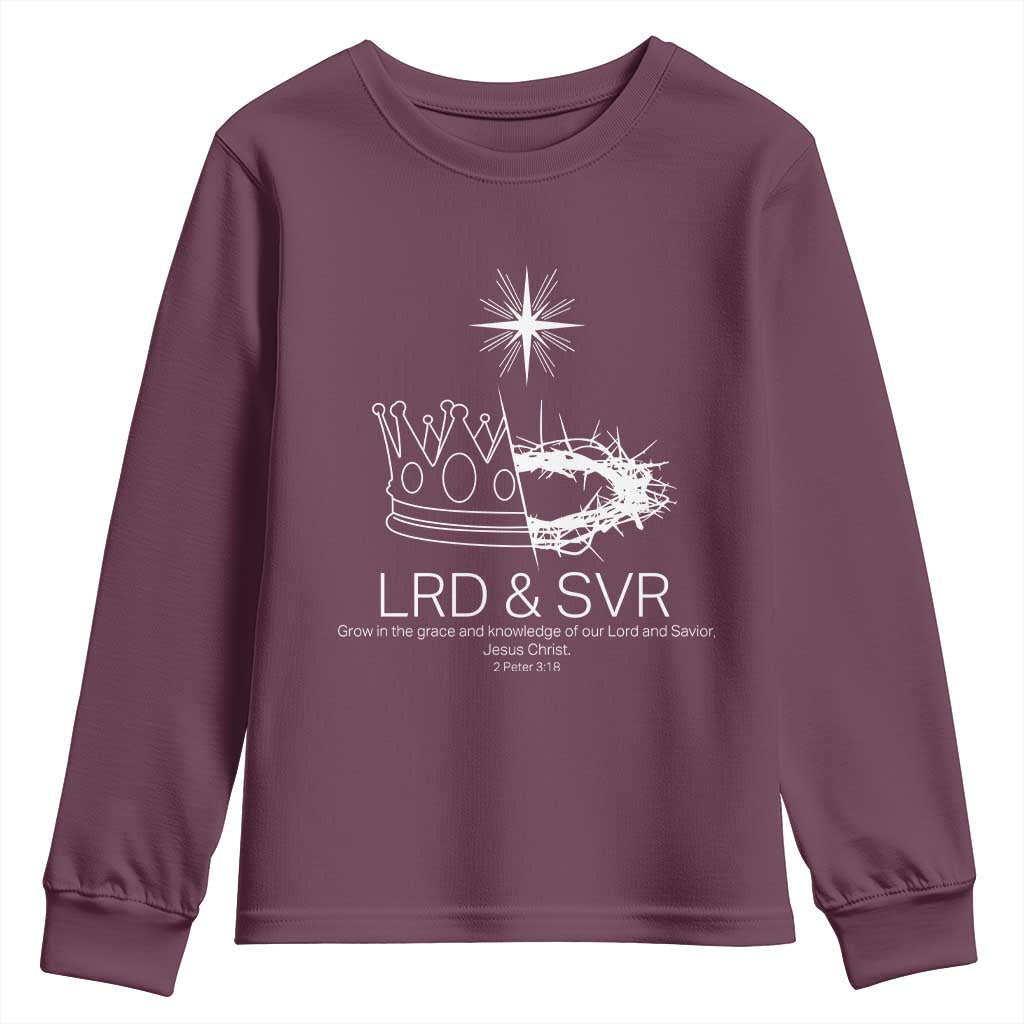 Jesus Christian Youth Sweatshirt Crown Thorn Monochrome LRD SVR Symbolic Religious TS14 Maroon Print Your Wear