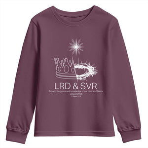 Jesus Christian Youth Sweatshirt Crown Thorn Monochrome LRD SVR Symbolic Religious TS14 Maroon Print Your Wear