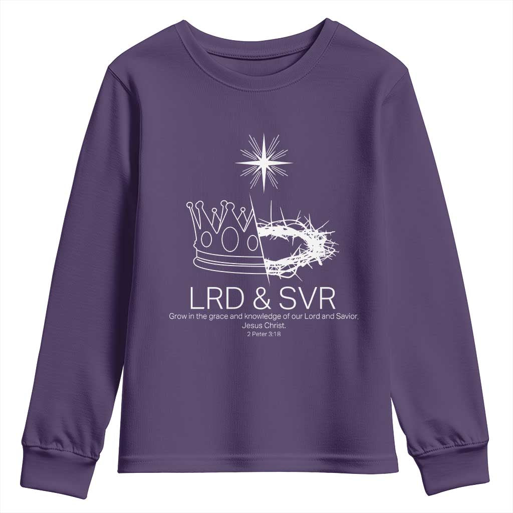 Jesus Christian Youth Sweatshirt Crown Thorn Monochrome LRD SVR Symbolic Religious TS14 Purple Print Your Wear