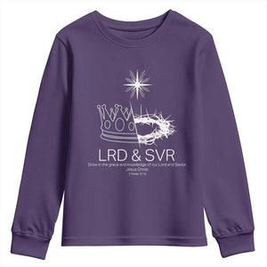 Jesus Christian Youth Sweatshirt Crown Thorn Monochrome LRD SVR Symbolic Religious TS14 Purple Print Your Wear