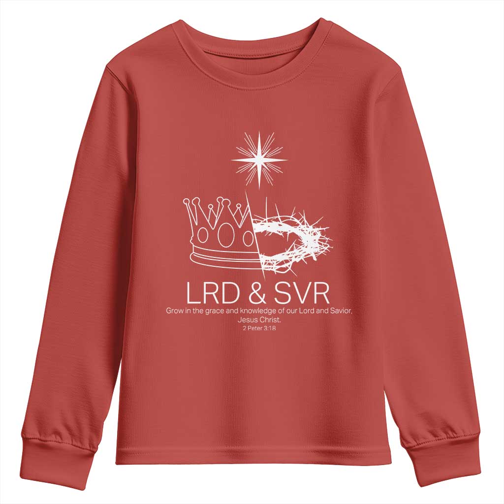 Jesus Christian Youth Sweatshirt Crown Thorn Monochrome LRD SVR Symbolic Religious TS14 Red Print Your Wear