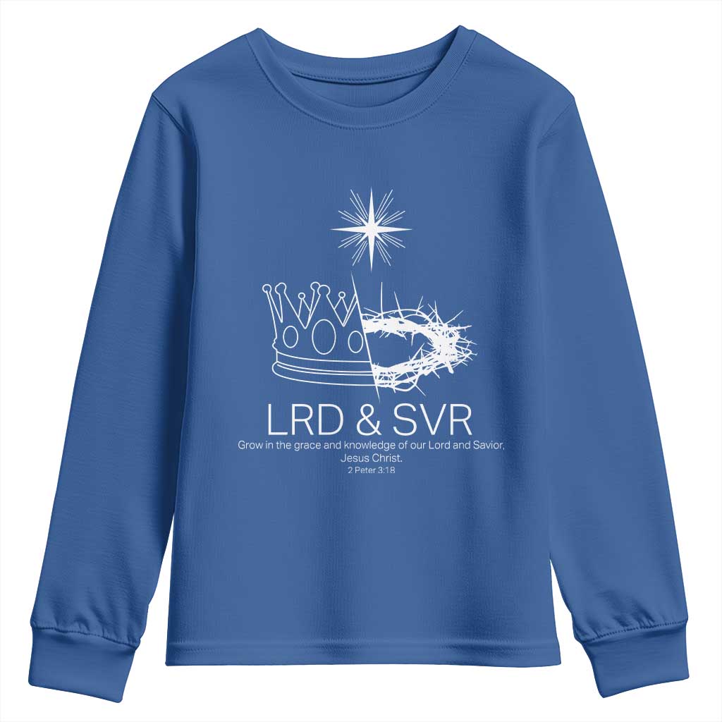 Jesus Christian Youth Sweatshirt Crown Thorn Monochrome LRD SVR Symbolic Religious TS14 Royal Blue Print Your Wear