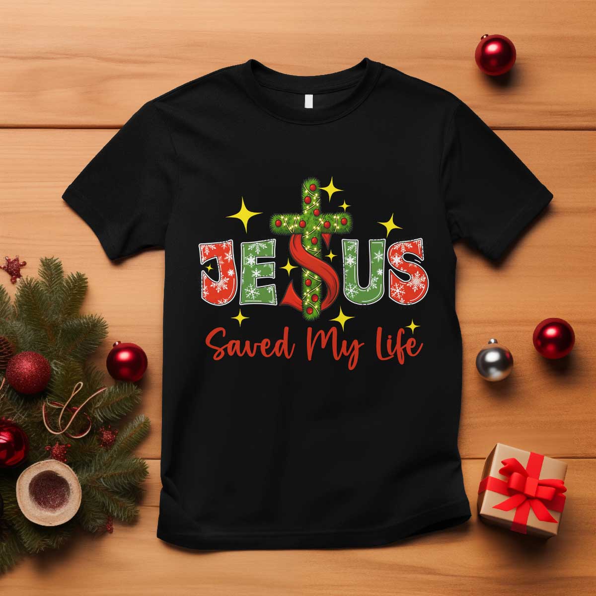 Jesus Christian Christmas T Shirt Religious Cross Bible Verse TS14 Black Print Your Wear