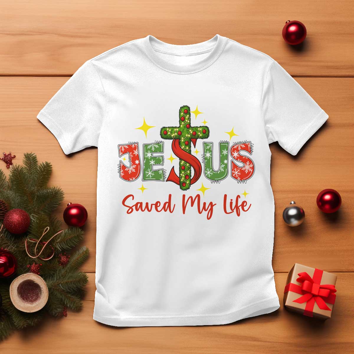 Jesus Christian Christmas T Shirt Religious Cross Bible Verse TS14 White Print Your Wear