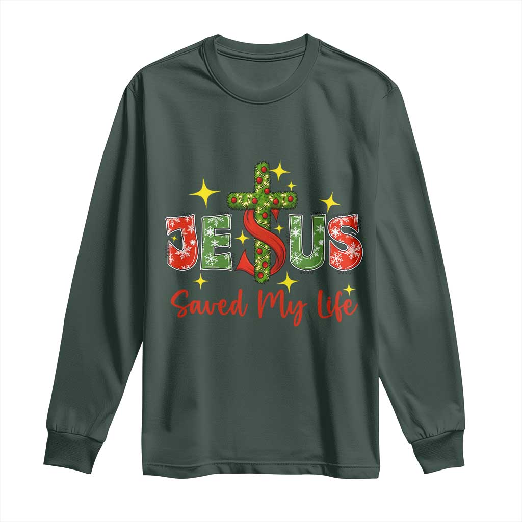 Jesus Christian Christmas Long Sleeve Shirt Religious Cross Bible Verse TS14 Dark Forest Green Print Your Wear