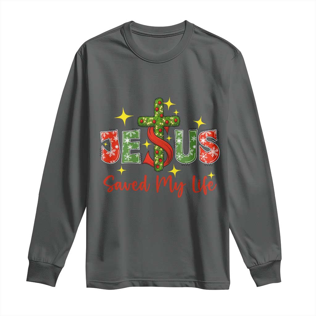 Jesus Christian Christmas Long Sleeve Shirt Religious Cross Bible Verse TS14 Dark Heather Print Your Wear
