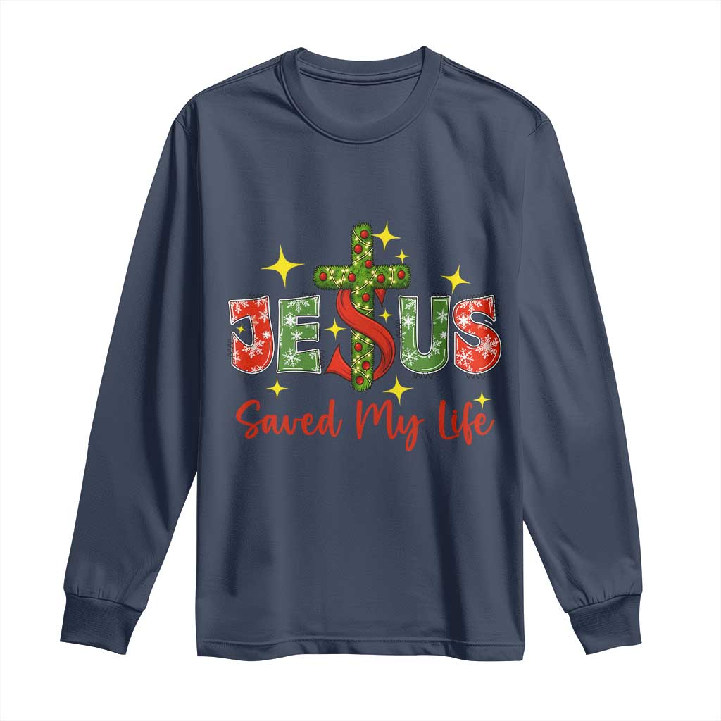 Jesus Christian Christmas Long Sleeve Shirt Religious Cross Bible Verse TS14 Navy Print Your Wear