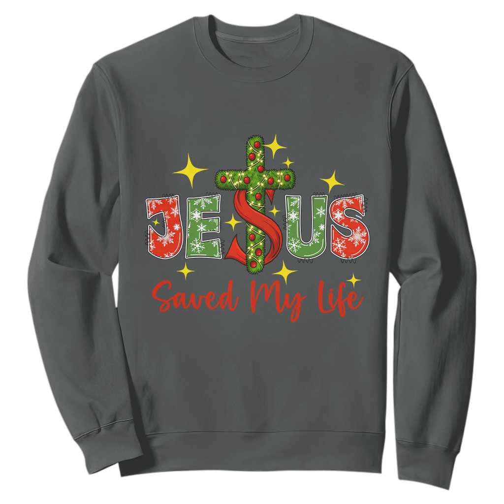 Jesus Christian Christmas Sweatshirt Religious Cross Bible Verse TS14 Dark Heather Print Your Wear