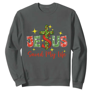Jesus Christian Christmas Sweatshirt Religious Cross Bible Verse TS14 Dark Heather Print Your Wear