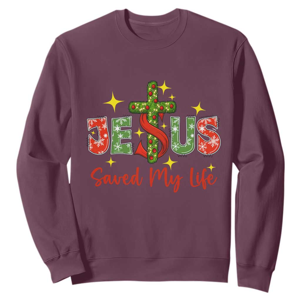Jesus Christian Christmas Sweatshirt Religious Cross Bible Verse TS14 Maroon Print Your Wear