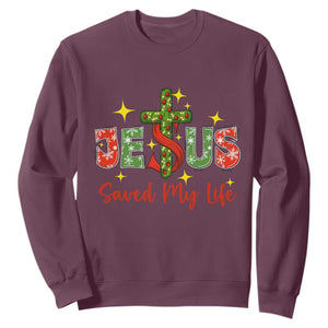 Jesus Christian Christmas Sweatshirt Religious Cross Bible Verse TS14 Maroon Print Your Wear