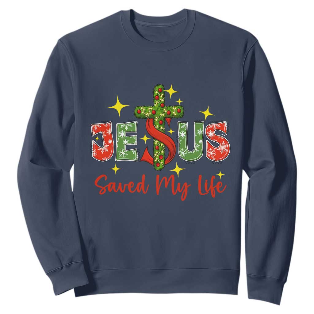 Jesus Christian Christmas Sweatshirt Religious Cross Bible Verse TS14 Navy Print Your Wear