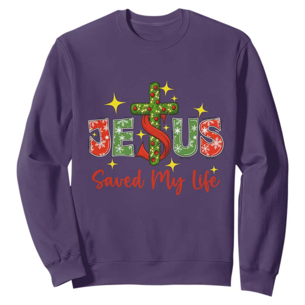 Jesus Christian Christmas Sweatshirt Religious Cross Bible Verse TS14 Purple Print Your Wear