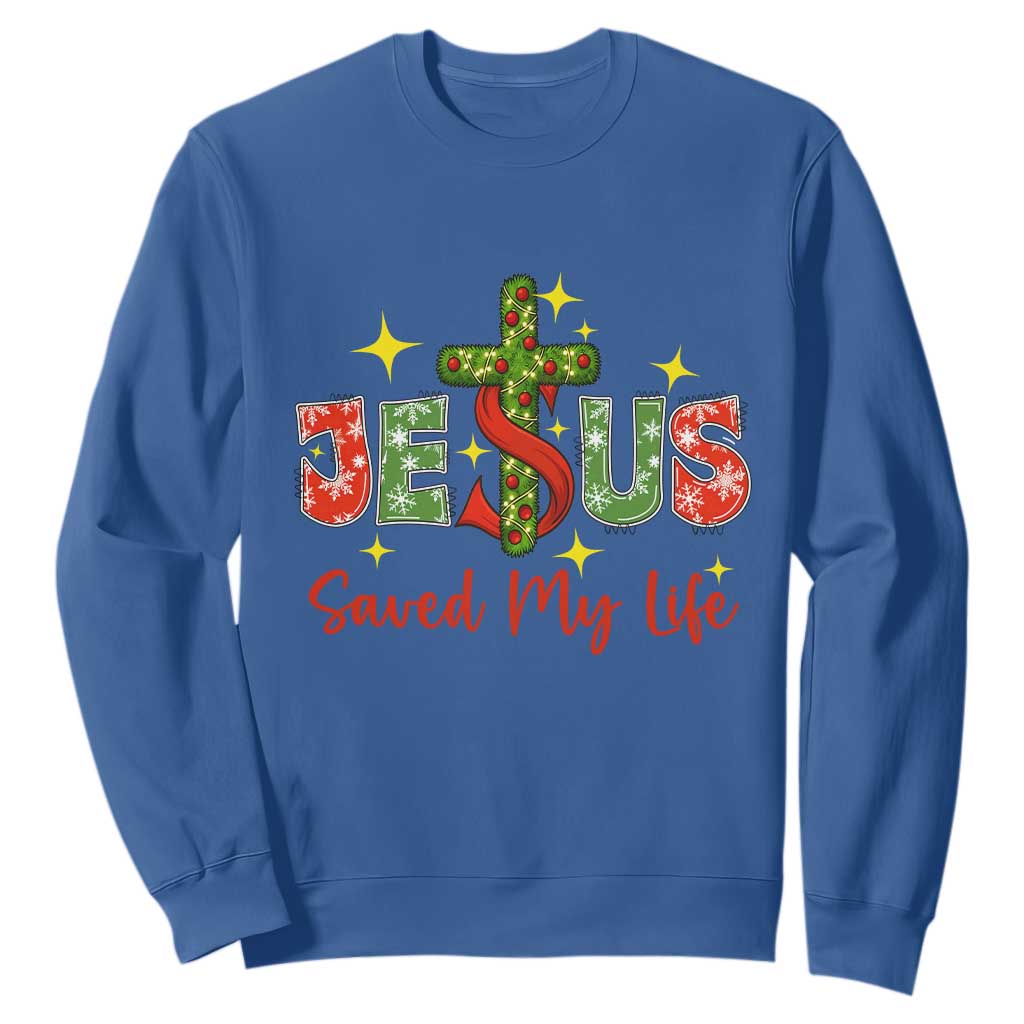 Jesus Christian Christmas Sweatshirt Religious Cross Bible Verse TS14 Royal Blue Print Your Wear